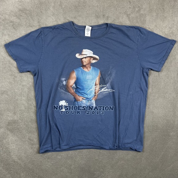 Gildan 2013 Kenny Chesney No Shoes Nation Tour Shirt XL Blue Cotton Country Tee — photo 2